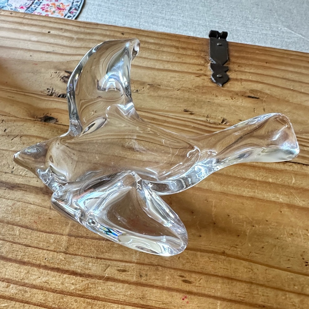Princess House Lead Crystal Flying Seagull / Bird Candle / Votive Holder / Dish.
